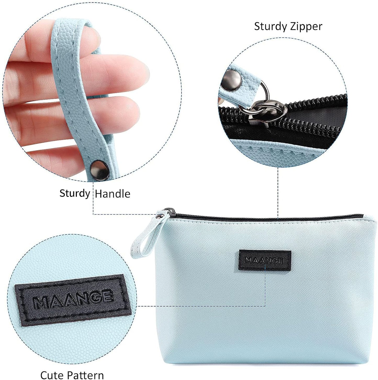 Cosmetic Bags for Women Small Makeup Bag for Purse Pu Leather Makeup Pouch Travel Makeup Bag with Zipper Make up Bag for Travelling