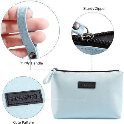 Cosmetic Bags for Women Small Makeup Bag for Purse Pu Leather Makeup Pouch Travel Makeup Bag with Zipper Make up Bag for Travelling